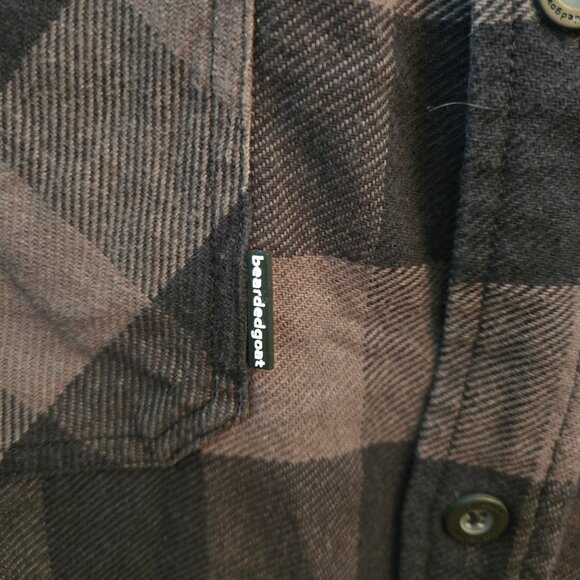 Beardedgoat Ozark Utility Flannel Shirt Plaid Dark Gray & Black Size XL - Picture 5 of 10
